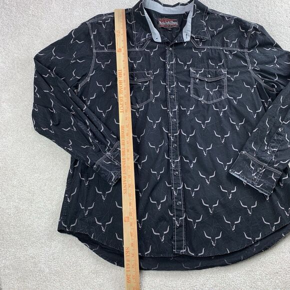 Rock & Roll Shirt Men XXL Steer All Over Print Western Pearl Snap Cowboy Rodeo - Picture 10 of 11